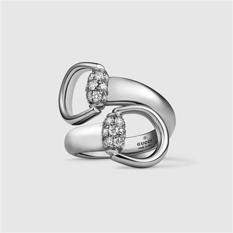 gucci white gold horsebit ring